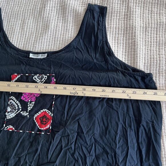 Mango Bay Dress Womens XXL Black Sleeveless Maxi Boho Floral Beaded Patch Hem - Picture 7 of 9